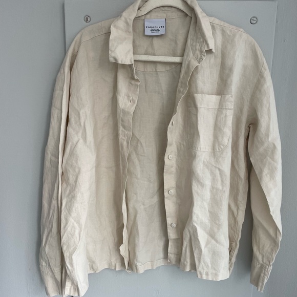 PARACHUTE ‘Bone’ Women’s Linen Button Down Top - Picture 3 of 6